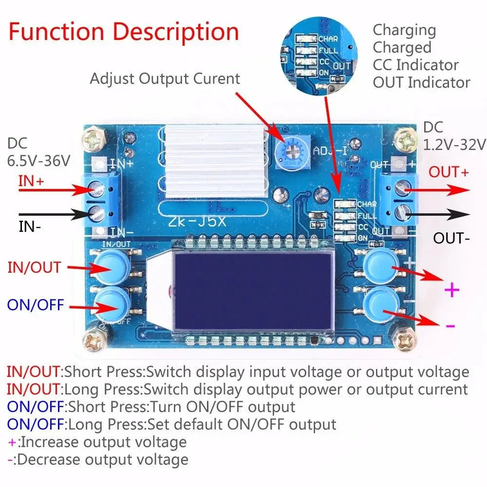 Adjustable DC power supply module  Step Down Power  LCD Buck Adapter Converter | input DC　6.5-36v| Output 1.2V -32V|